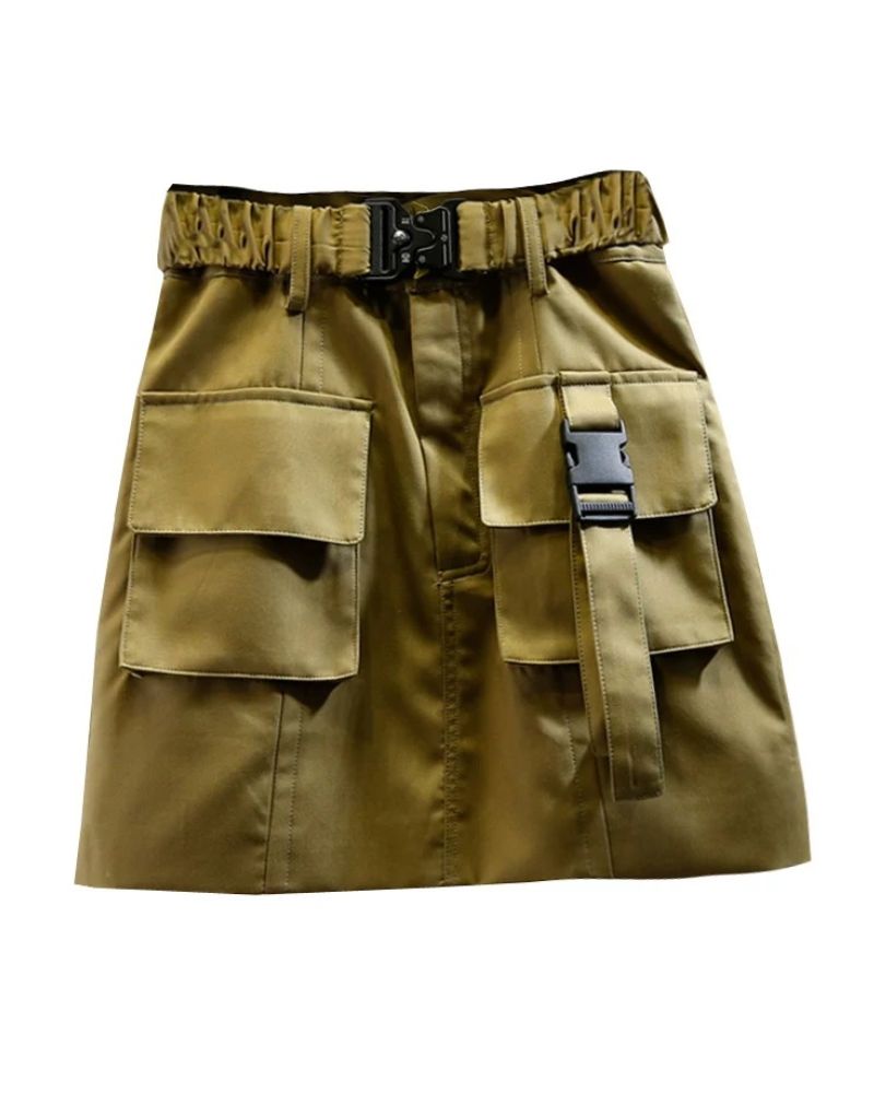 Functional Double Pockets Mini Cargo Skirt