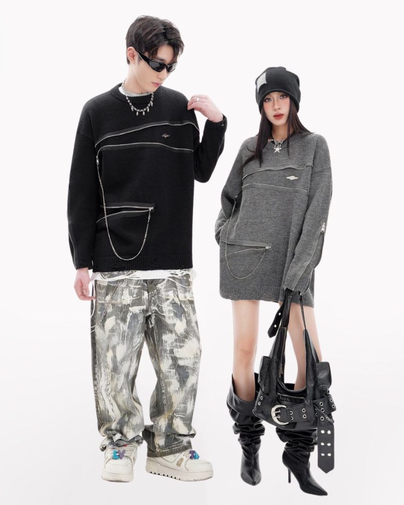 Double Zipper Oversize Lover Sweater