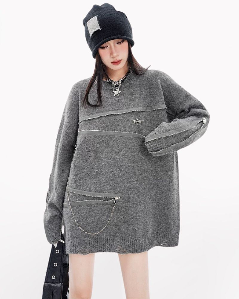 Double Zipper Oversize Lover Sweater