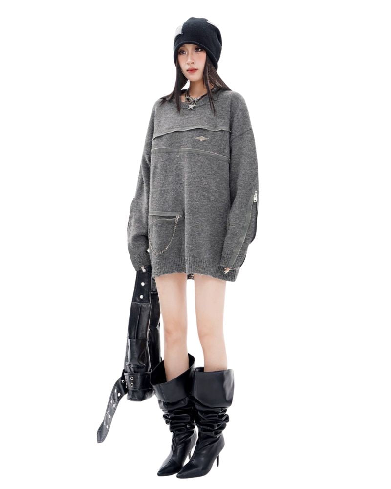 Double Zipper Oversize Lover Sweater