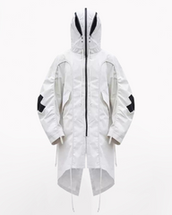 Street Drawstring Pleated Balaclava Hooded Trench Coat