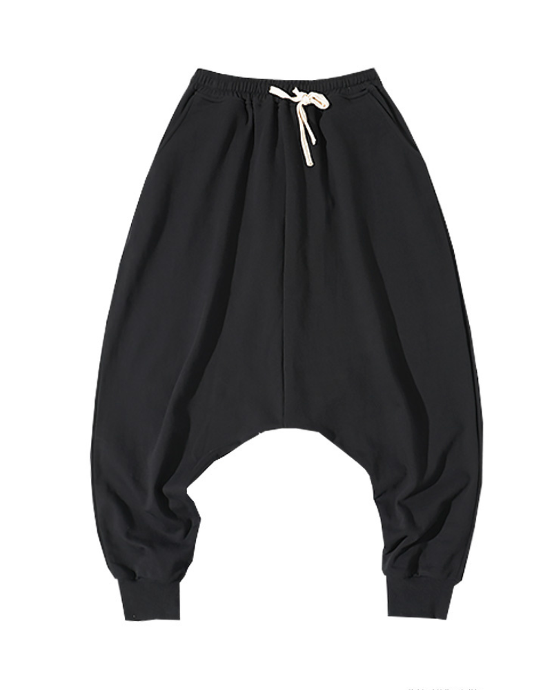 Streetwear Loose Drop-Crotch Hakama Pants