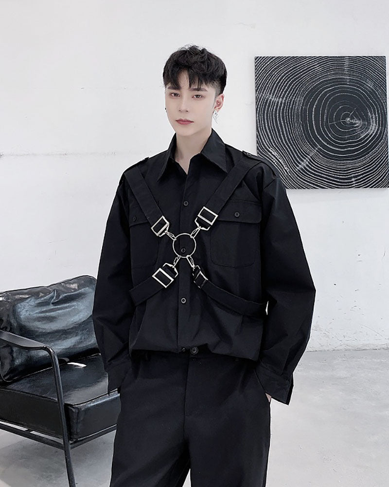 Functional Metal Ring Ribbon Shirt