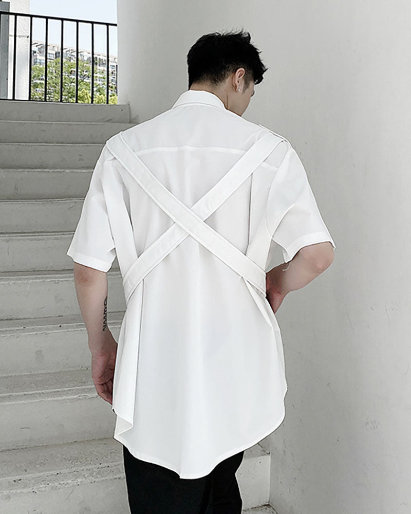 Functional Metal Ring Ribbon Shirt