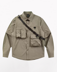Functional Multi-Pocket Lanyard Detachable Sleeve Shirt