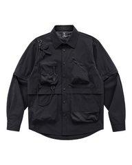 Functional Detachable Sleeve Patchwork Shirt