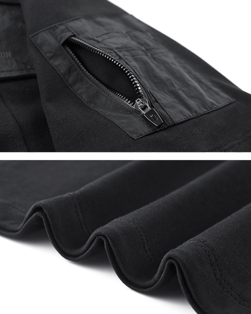 Functional Patchwork Sleeve Pocket T-Shirt