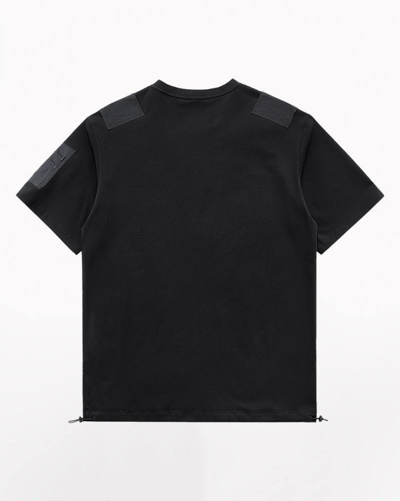 Functional Patchwork Sleeve Pocket T-Shirt