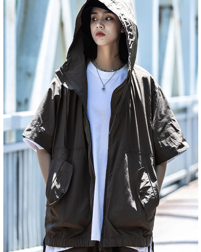 Functional Unisex Cargo Short Sleeve Jacket Shorts Set