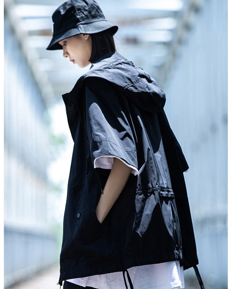 Functional Unisex Cargo Short Sleeve Jacket Shorts Set