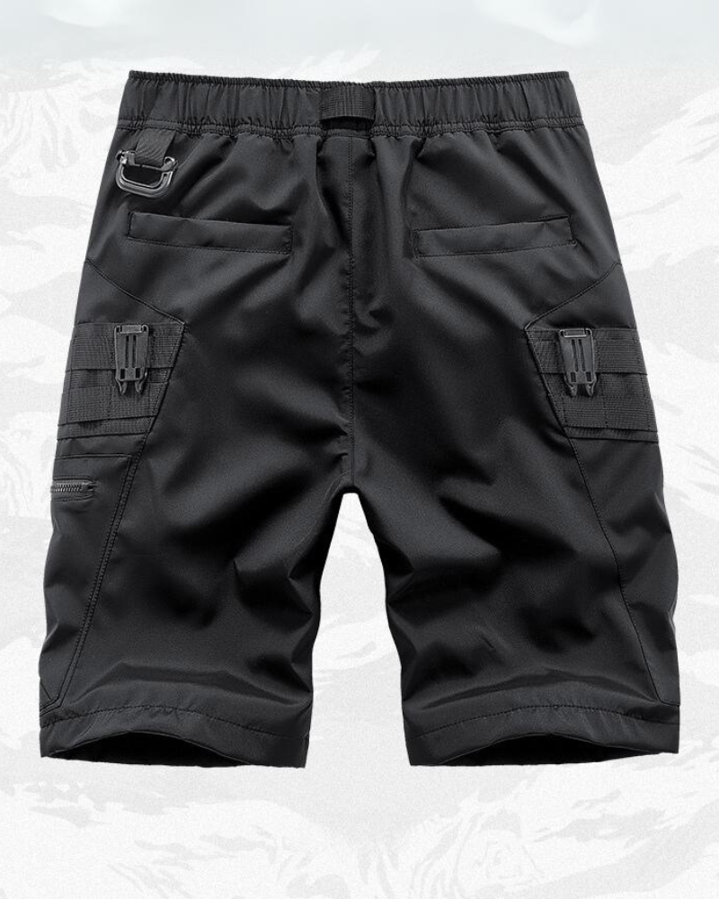 Functional Zip Pocket Black Cargo Shorts
