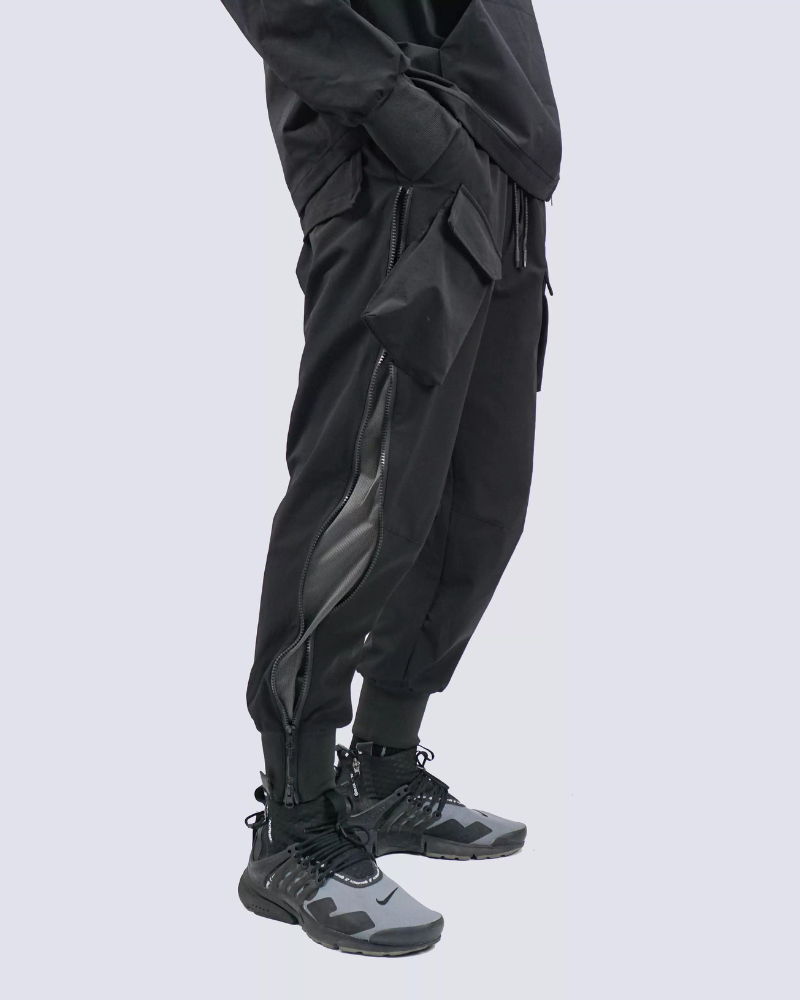 Functional Zipper Sports Elastic Cargo Pants