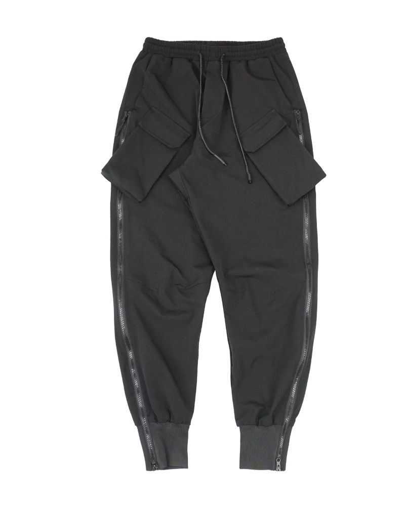 Functional Zipper Sports Elastic Cargo Pants