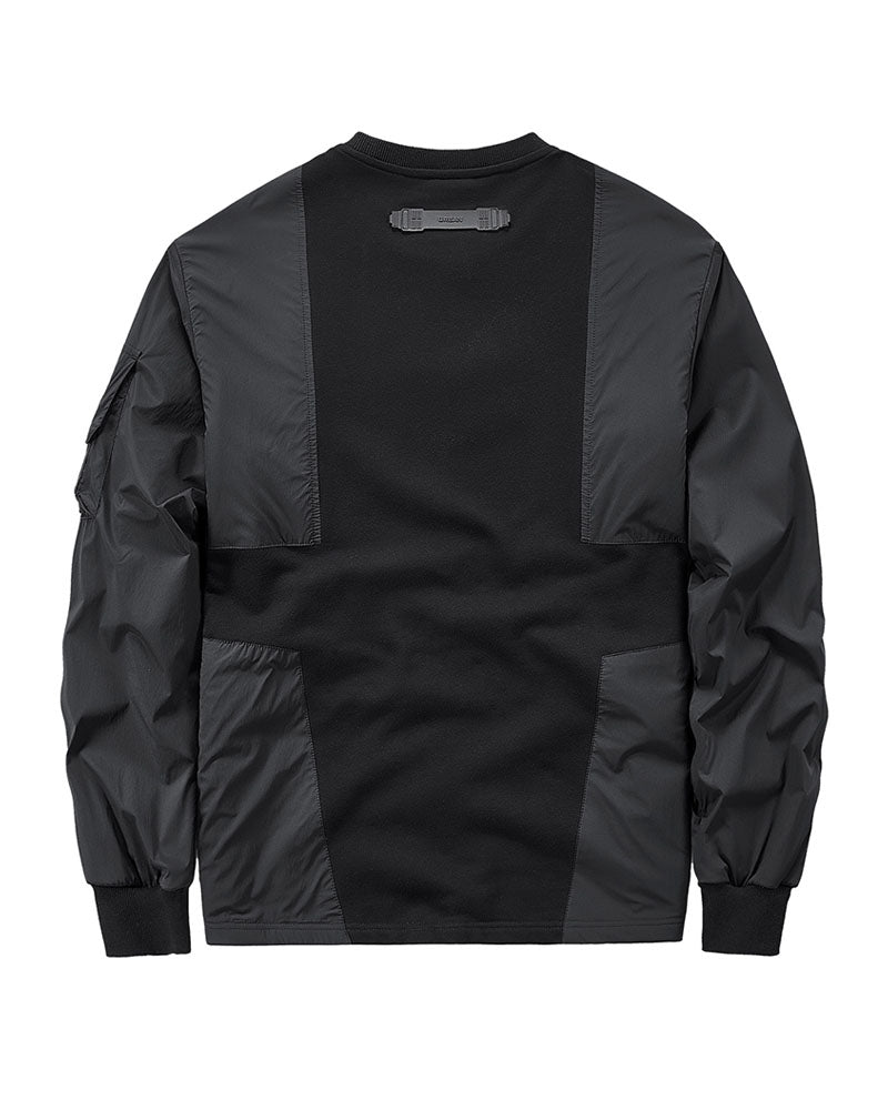 Functional Patchwork Pullover Sweatshirt