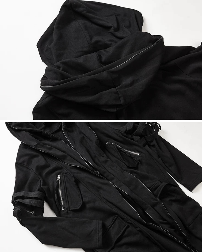 Futuristic Double-Layered Hooded Coat