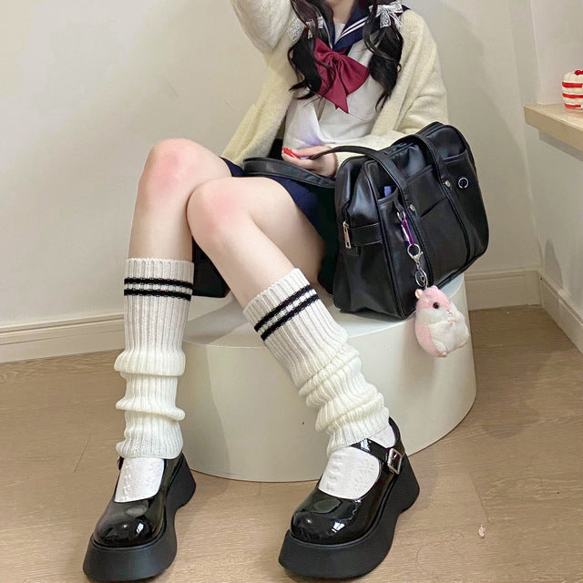 Goth Striped High Socks