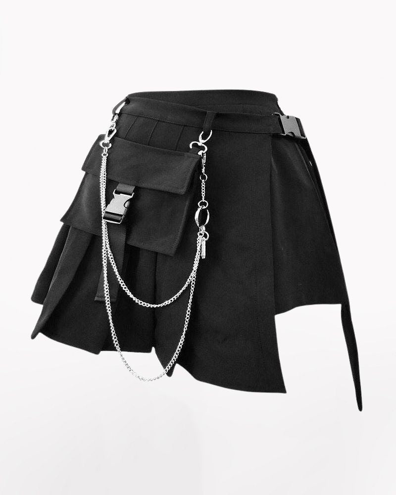 Funcional High Waist Pleated Cargo Skirt