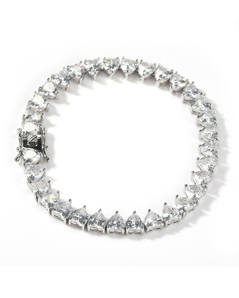 Hip Hop Zircon Love Couple Tennis Cuban Link Bracelet