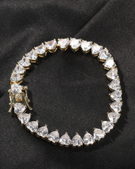 Hip Hop Zircon Love Couple Tennis Cuban Link Bracelet