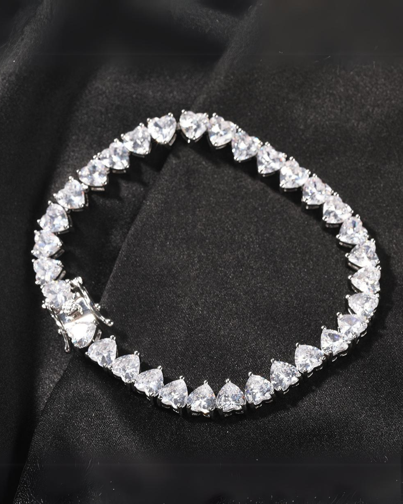 Hip Hop Zircon Love Couple Tennis Cuban Link Bracelet