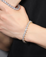 Hip Hop Zircon Love Couple Tennis Cuban Link Bracelet