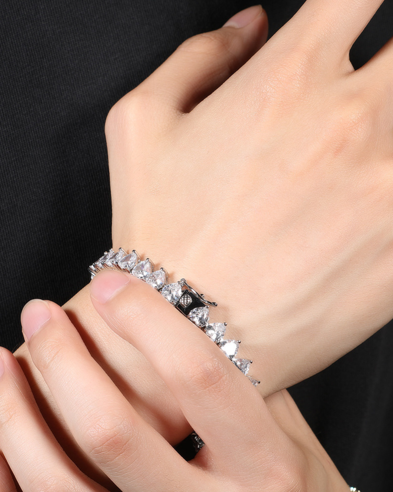 Hip Hop Zircon Love Couple Tennis Cuban Link Bracelet