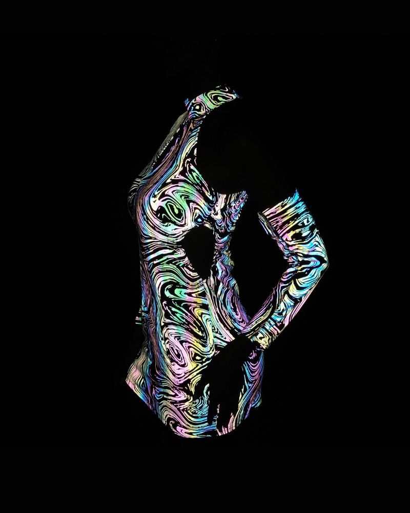 Hollow Out Halter Reflective Rave Dress