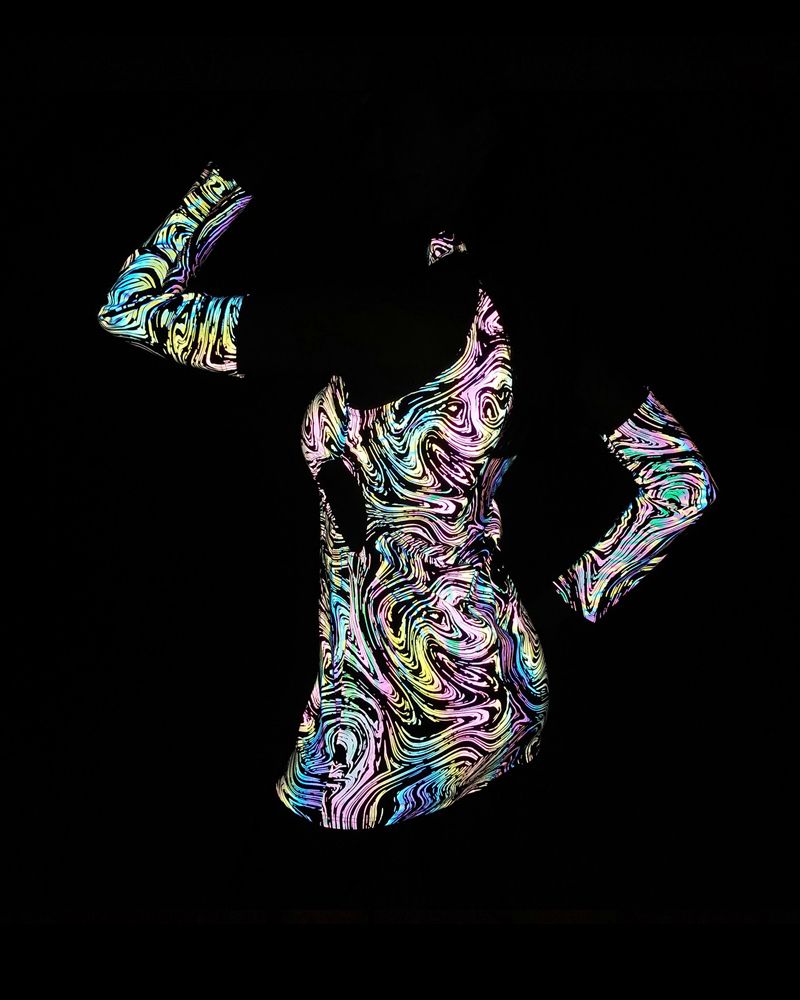 Hollow Out Halter Reflective Rave Dress
