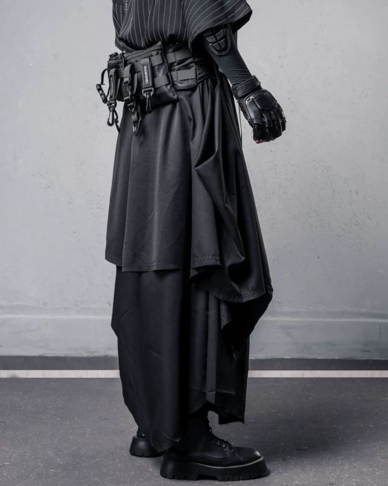 Janpanese Mock Two-Tier Hakama Pants