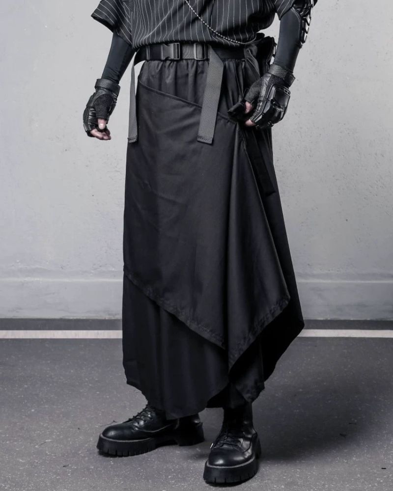 Janpanese Mock Two-Tier Hakama Pants