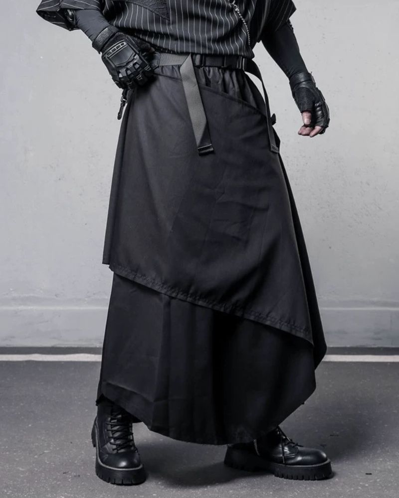 Janpanese Mock Two-Tier Hakama Pants