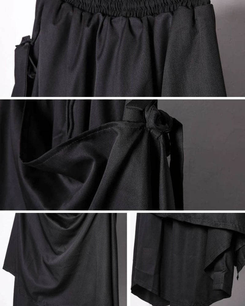 Janpanese Mock Two-Tier Hakama Pants