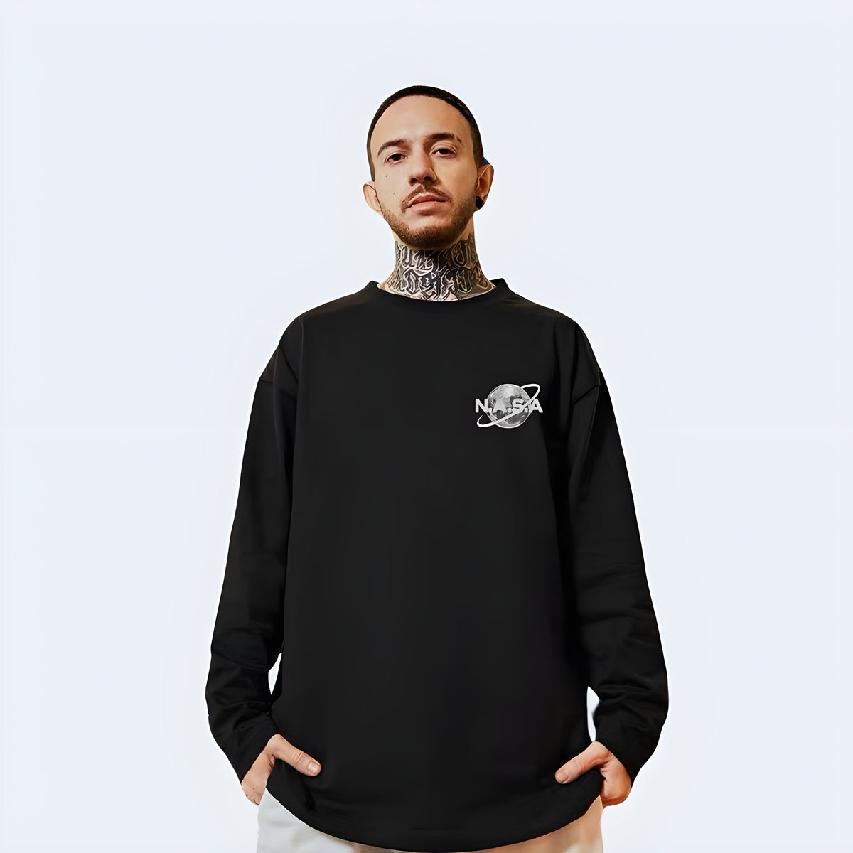 Futuristic Black Long Sleeve Shirt