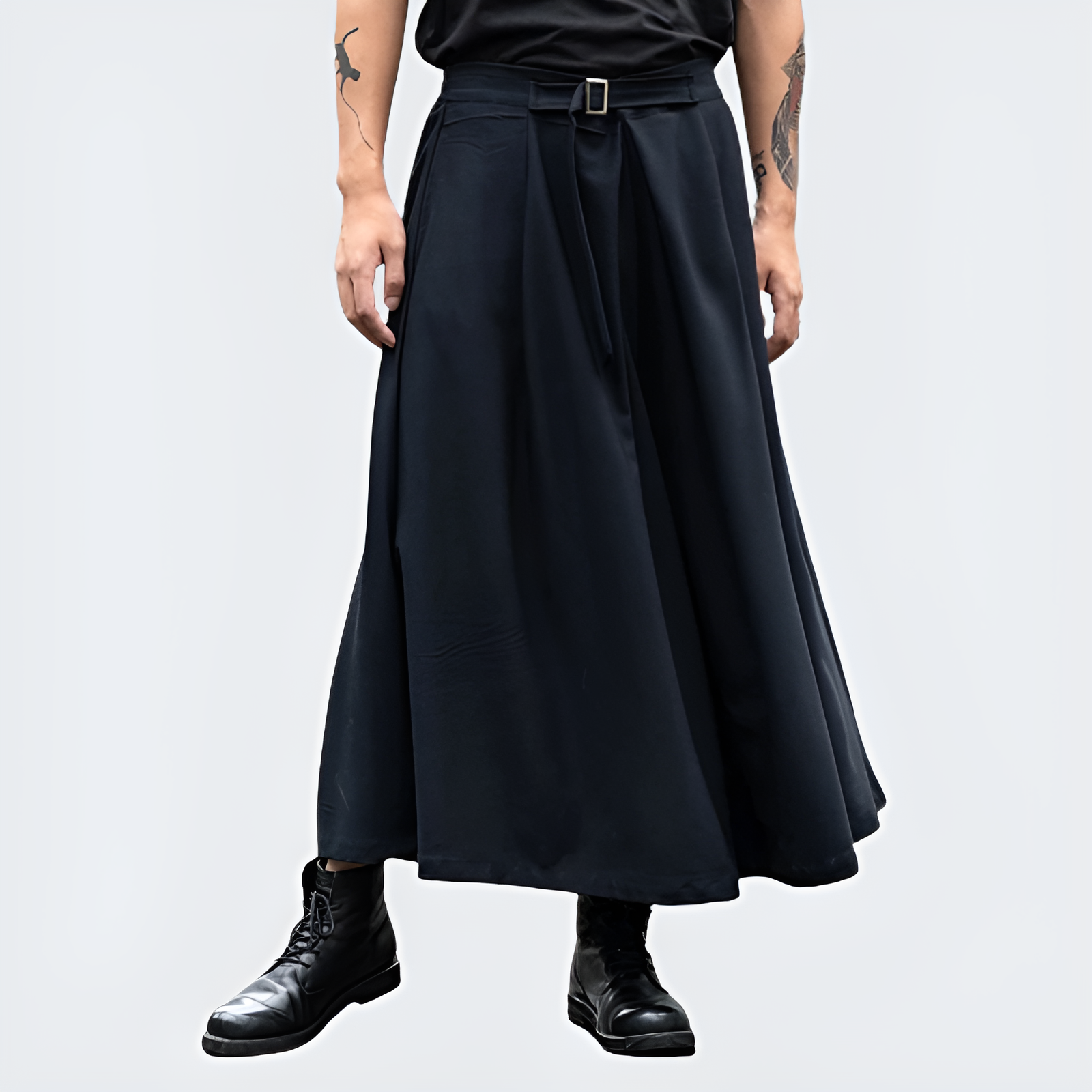 Men's Black Wide-Leg Skirt Pants â€?Hakama Inspired