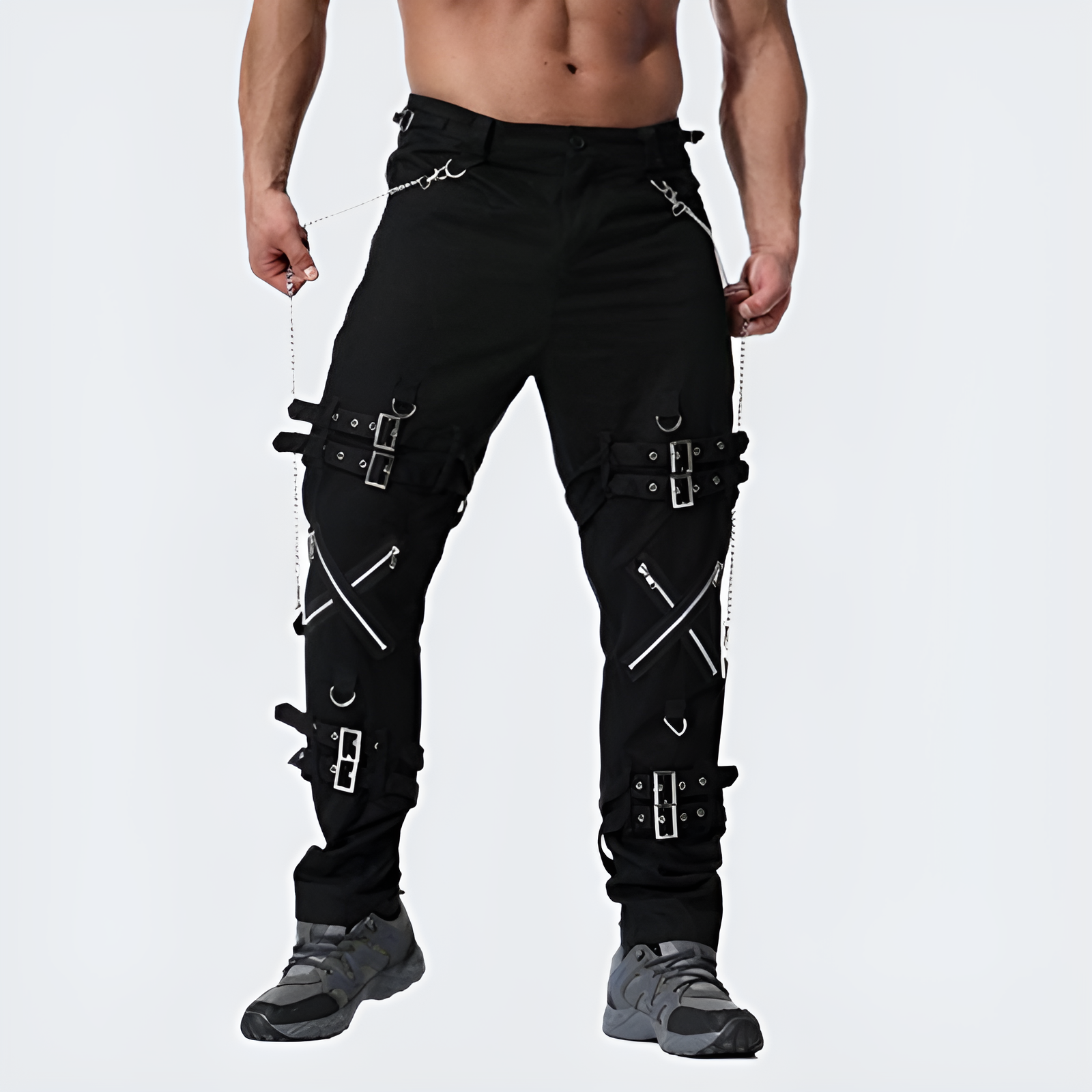 Cyberpunk 2077 Black Buckle Pants