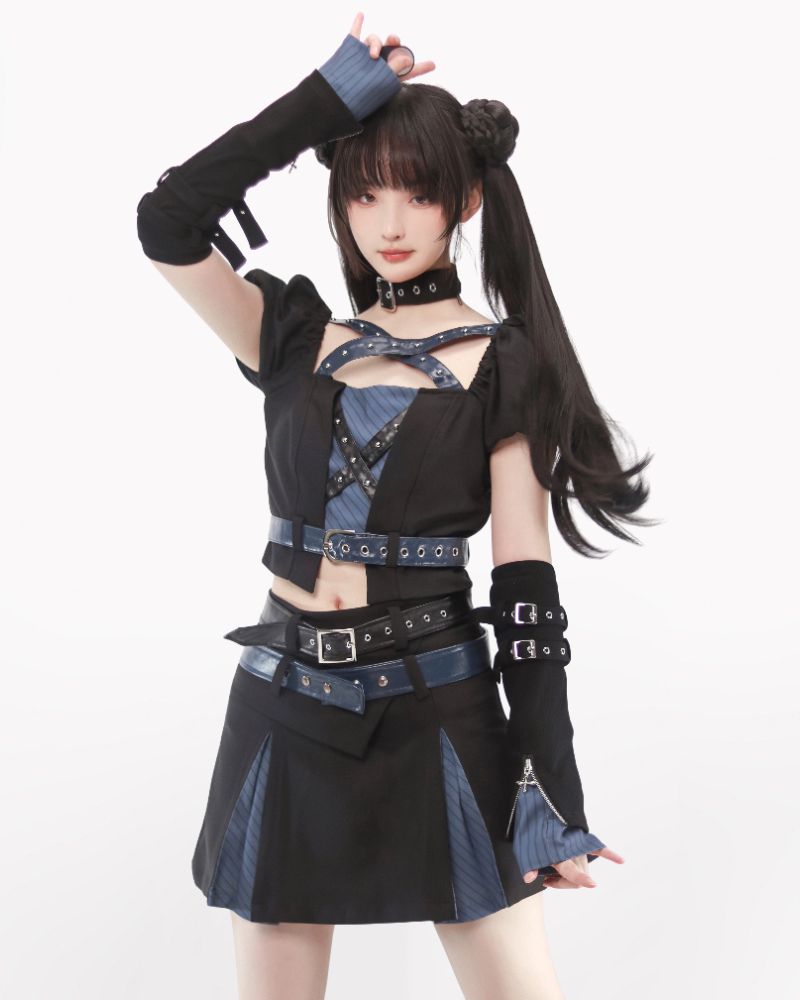 Mechanical Girl Leather Jacket Tank Skirt Set (Sold Separately)