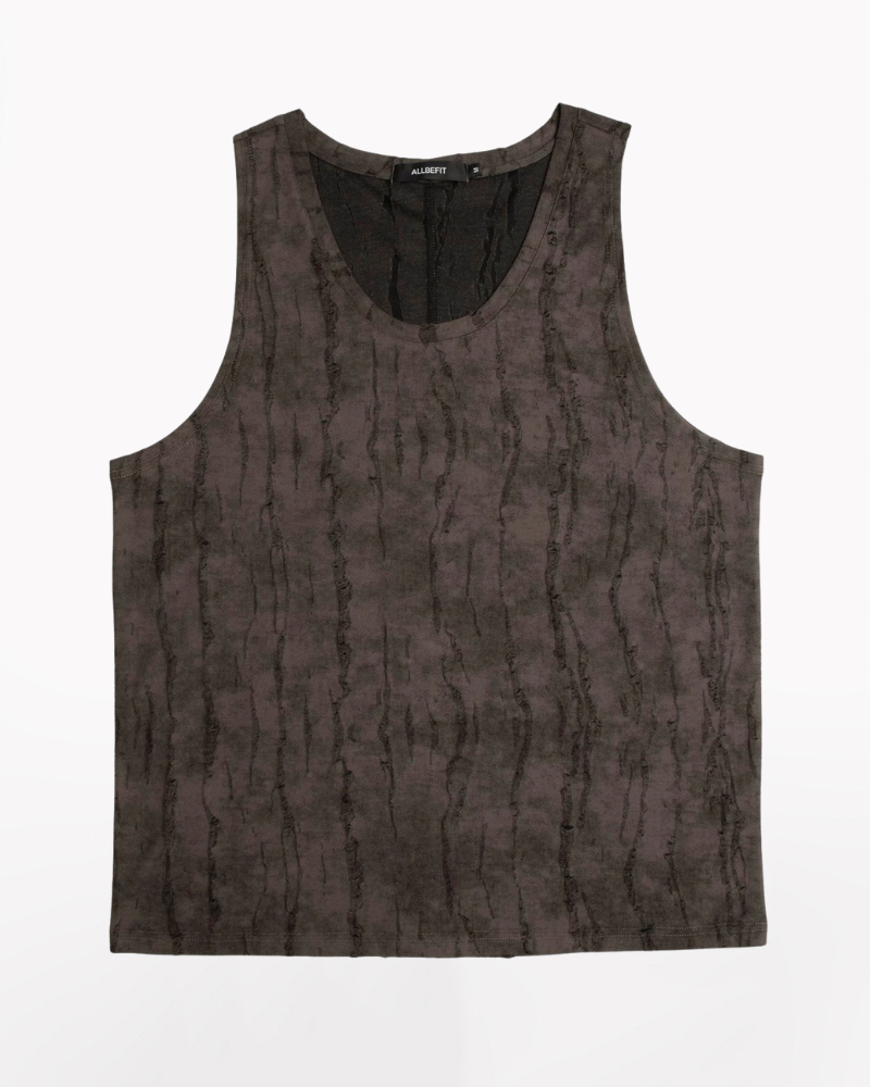 Men's Ripped Pleated Sleeveless Muscle Shirt