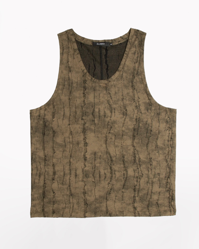 Men's Ripped Pleated Sleeveless Muscle Shirt