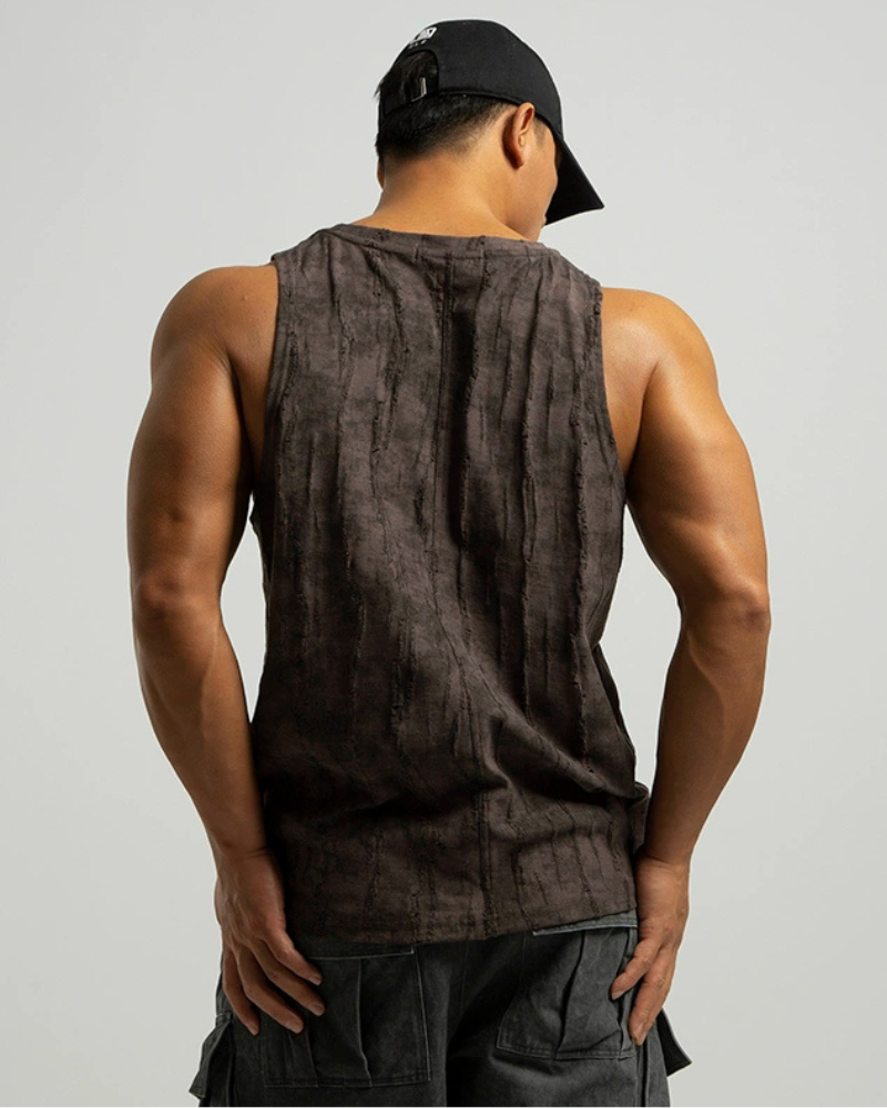 Men's Ripped Pleated Sleeveless Muscle Shirt
