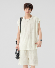 Men's Summer Hollow Hole Sleeveless T-Shirt & Shorts Set