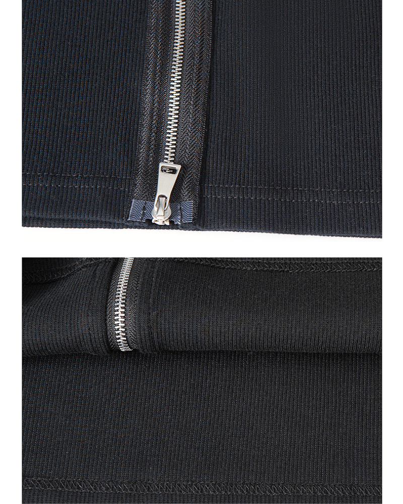 Men's Threaded Double Zipper Sleeveless Muscle Shirt
