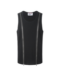 Men's Threaded Double Zipper Sleeveless Muscle Shirt