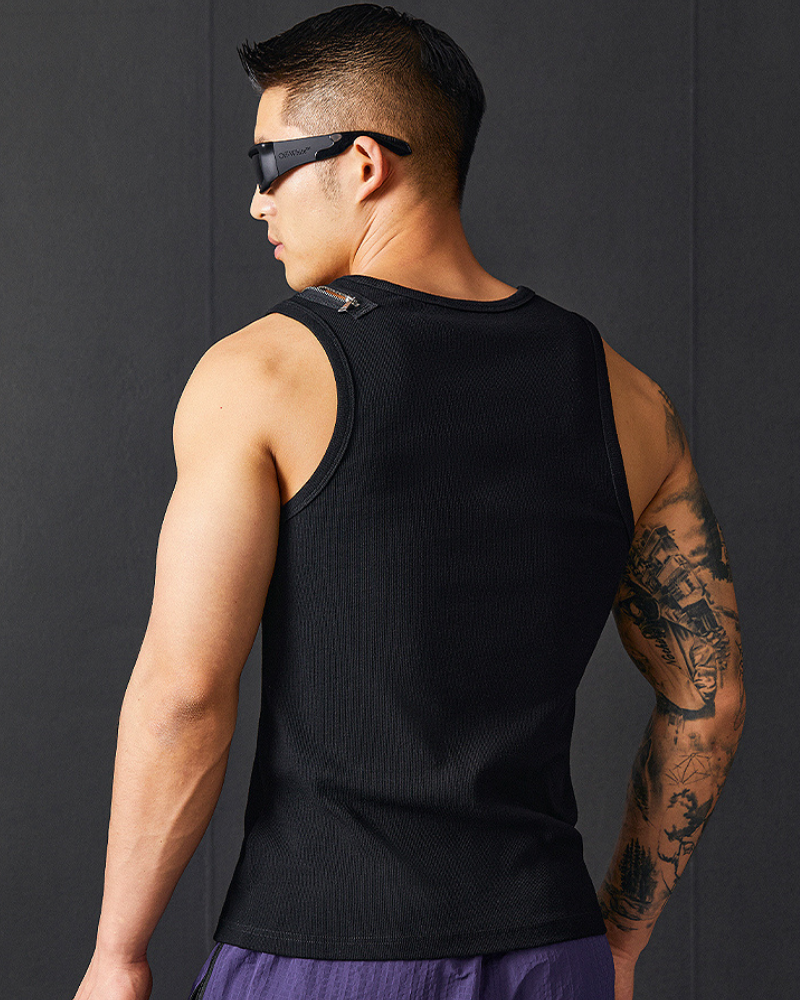 Men's Threaded Sports Stretch Sleeveless Muscle Shirt