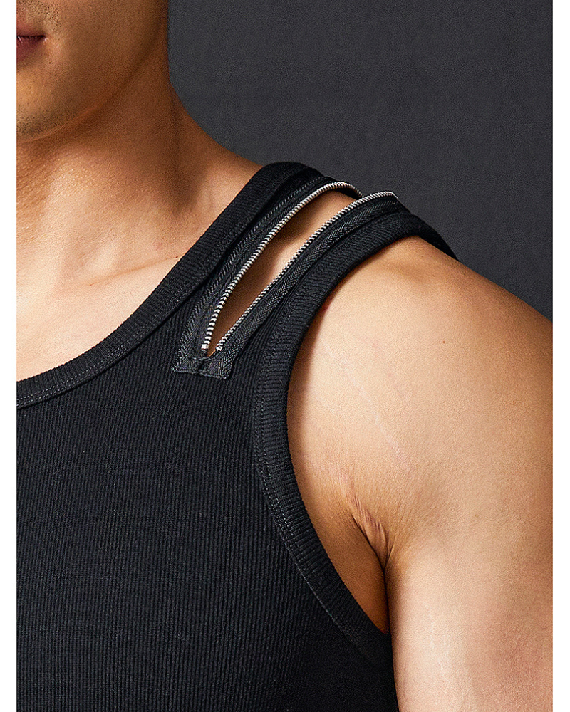 Men's Threaded Sports Stretch Sleeveless Muscle Shirt