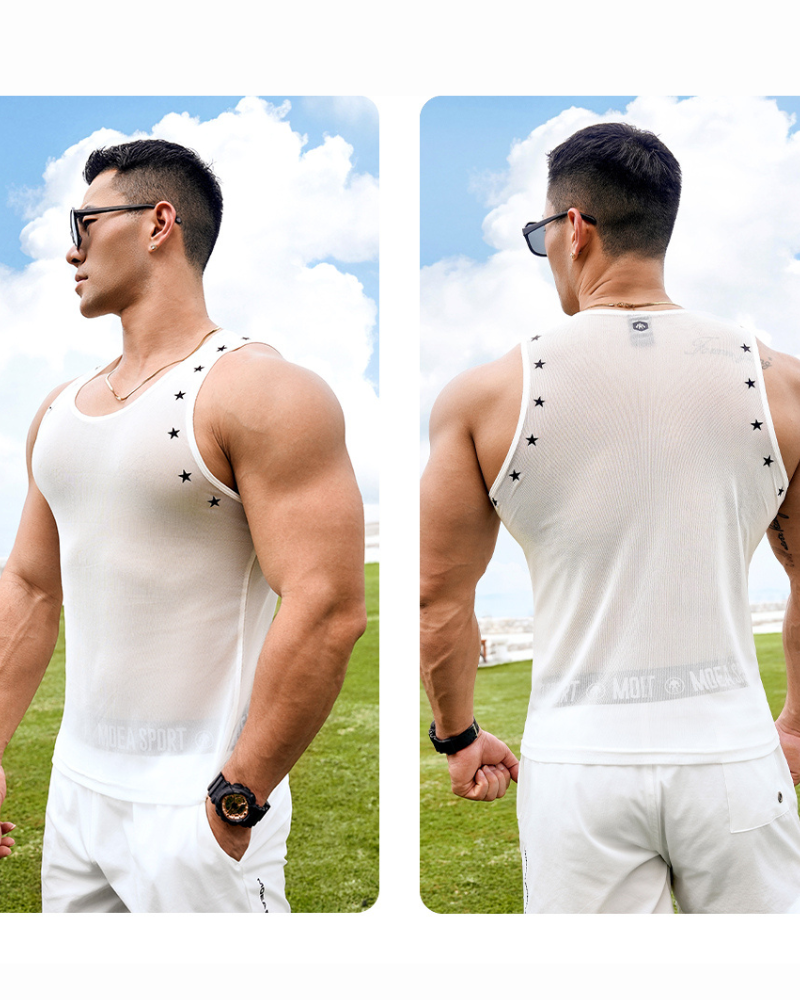 Men's Stretch Mesh Tank Top Sleeveless Muscle Shirt