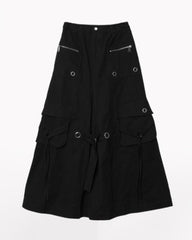 Metal Button Pockets Maxi Cargo Skirt
