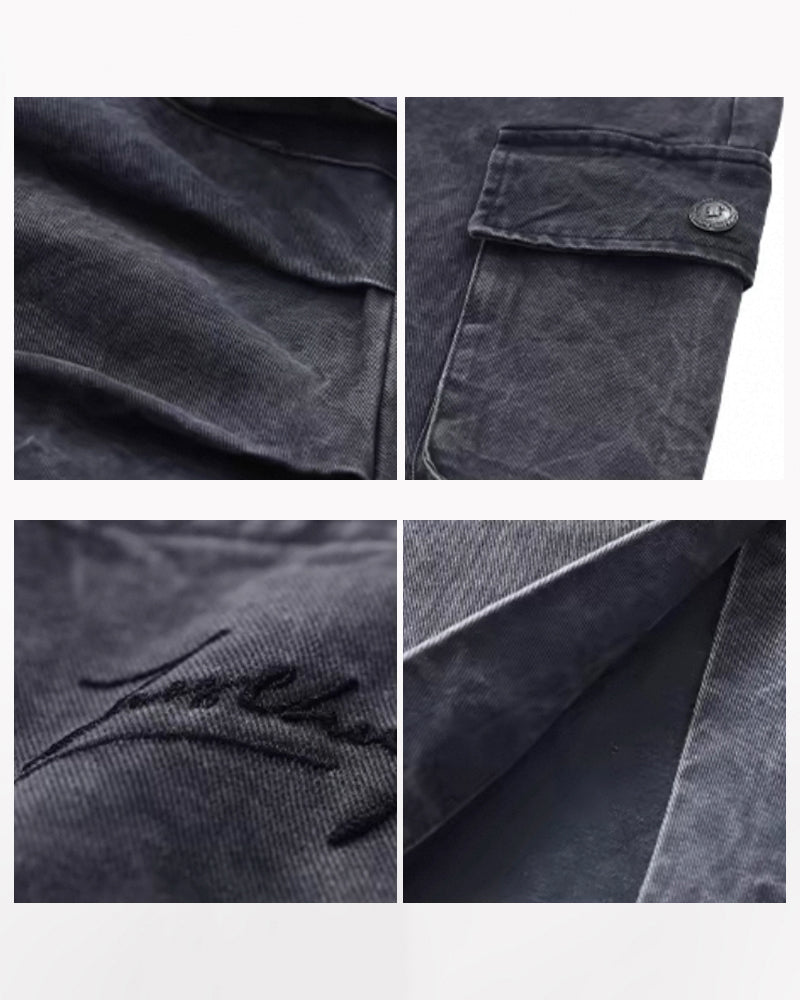Mid-Length Vintage Denim Cargo Skirt