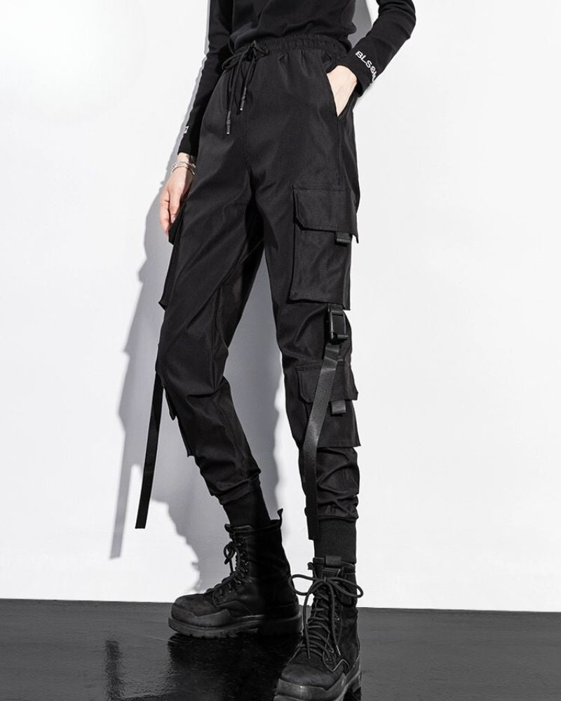 Women Black Slim Cargo Pants