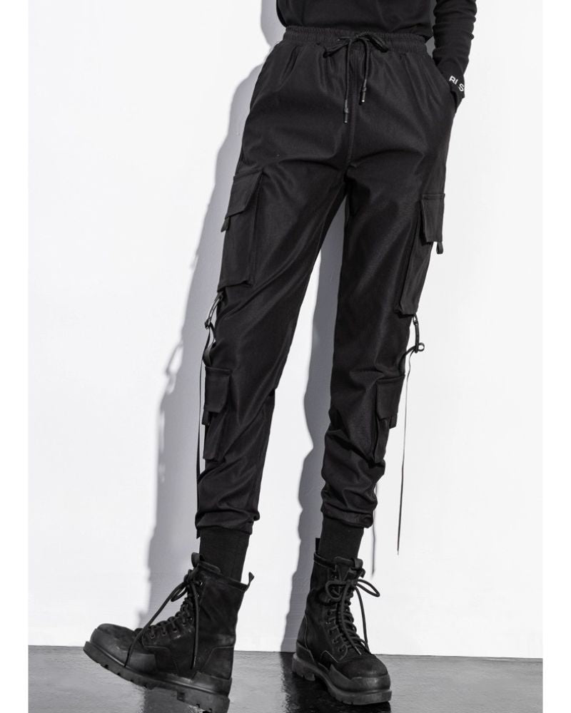 Women Black Slim Cargo Pants