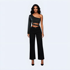One Sleeve Black Top